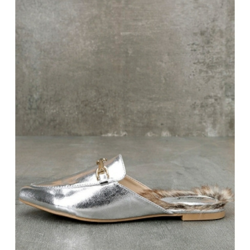 NEW Faux Fur Flat Mules - Picture 5 of 8